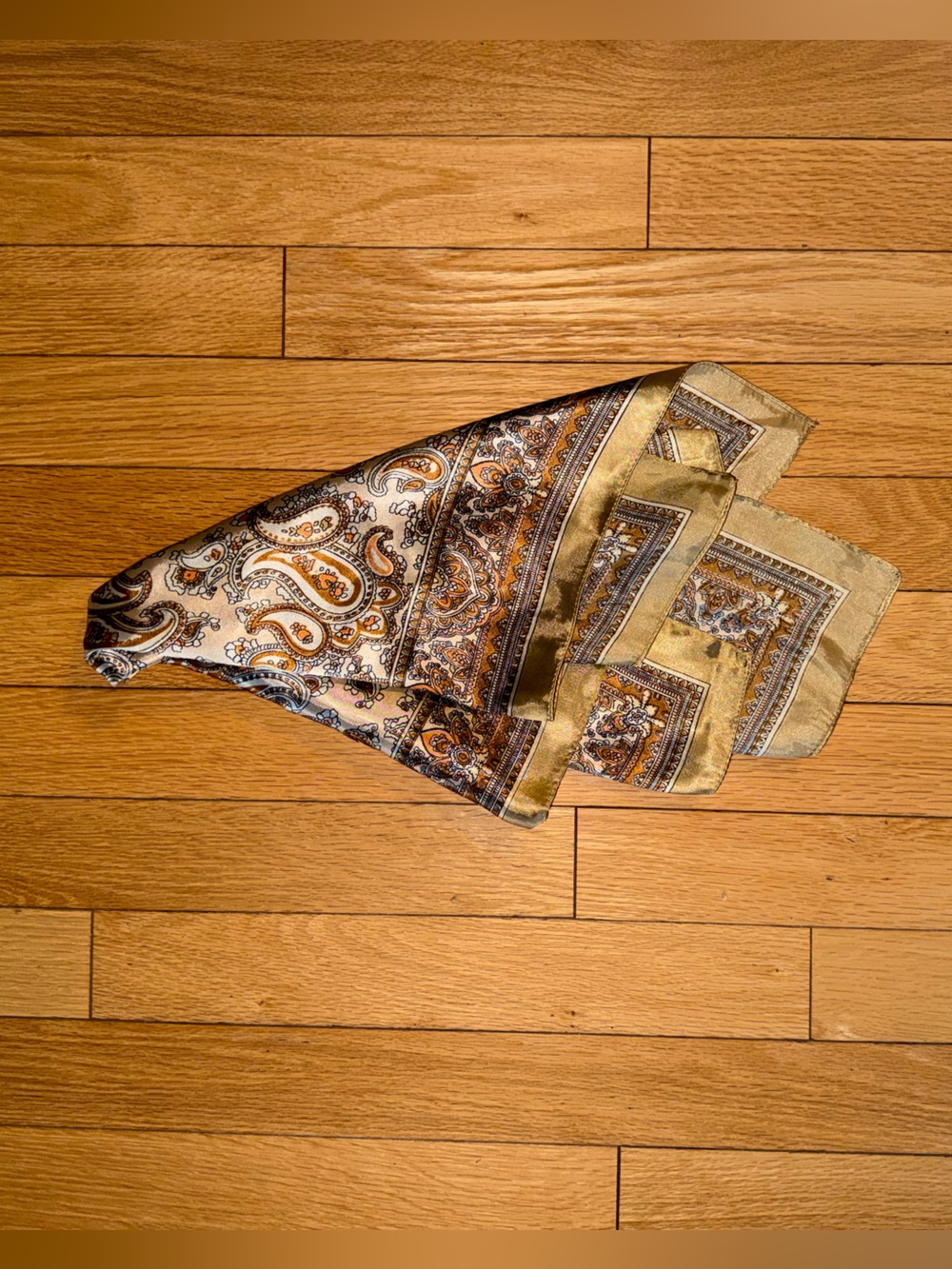 Paisley Silk Pocket Square in Gold and Brown